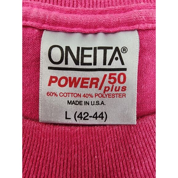 Vintage 90s ONEITA Glitter Feather Dream Catcher Graphic Tee Size L Pink Tribal - Picture 3 of 7